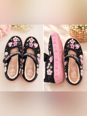 Lelli Kelly kids beaded shoes black pink size 25 8-8.5 us